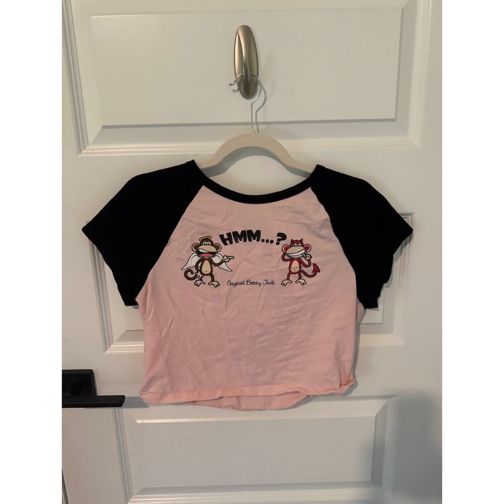 Bobby Jack "Angel & Devil Monkey" Raglan Crop Top